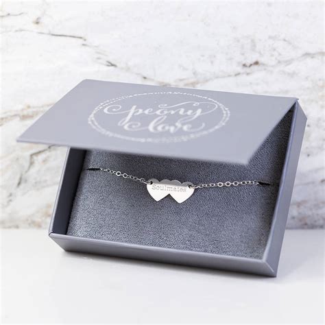 Personalised Double Heart Anklet By Peony Love