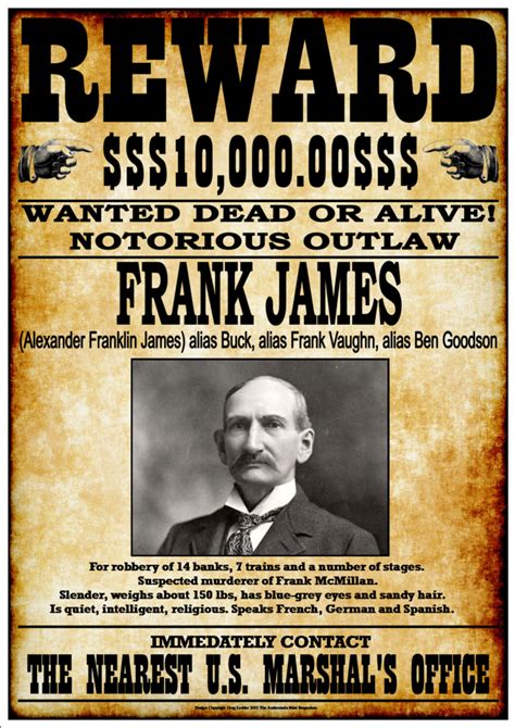 Frank James Fantastic Western Style Wanted Poster · Andromeda Print