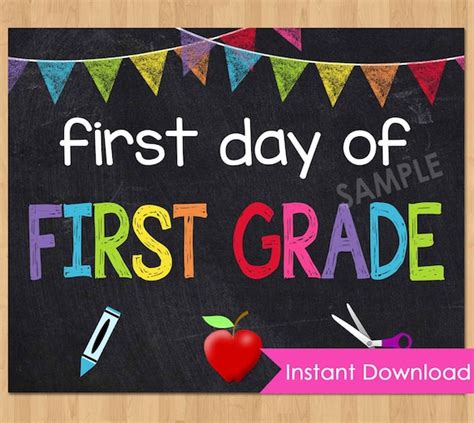 First Day Of First Grade Sign Instant Download First Day Of