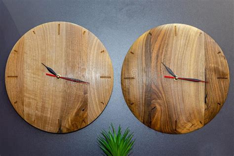 Two Wooden Clocks Stock Photo Image Of Structure Hands 261053530