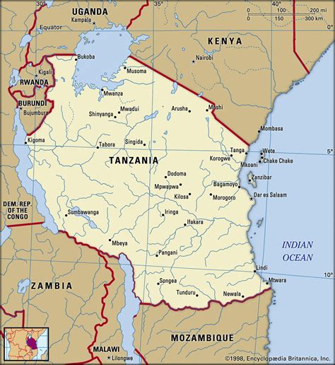 Map Of Tanzania And Geographical Facts Where Tanzania On The World Map