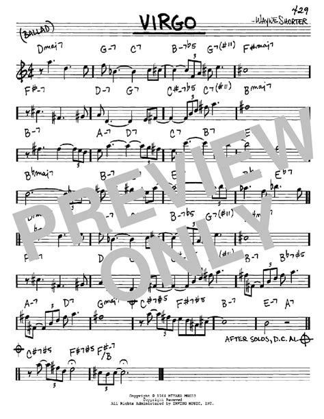 Virgo Sheet Music By Wayne Shorter Real Book Melody And Chords Eb