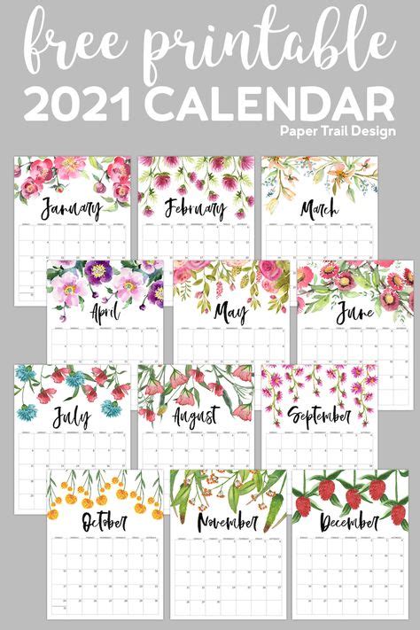 Free Printable 2021 Floral Calendar April 2021 Calendar Cute 3000