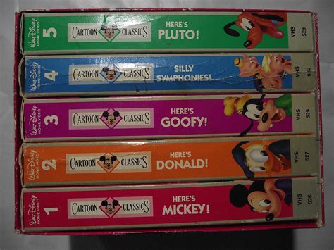Disney Cartoon Classics 5 Vhs Tape Set Heres Mickey Here