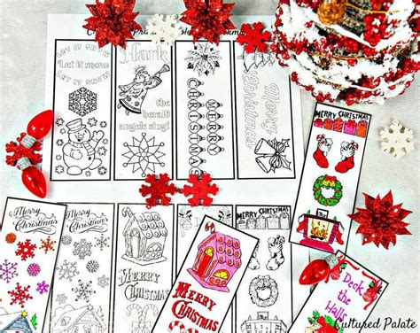 Free Christmas Bookmarks To Color Cultured Palate