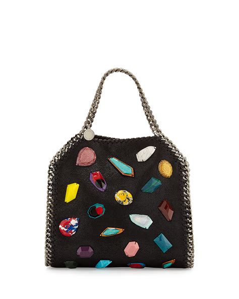 Stella Mccartney Falabella Stone Embellishment Mini Bag In Black Lyst