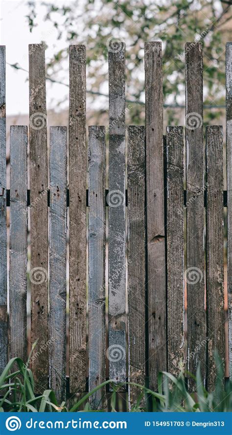 Real Wooden Fence In The Middle Of The Nature Stock Image Image Of