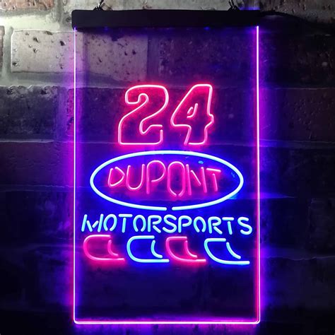 Motorsports 24 Dupont Garage Neon Like Led Sign Blue And Red Small
