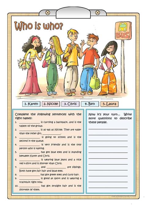 Who Is Who Worksheet Free Esl Printable Worksheets Made By Teachers