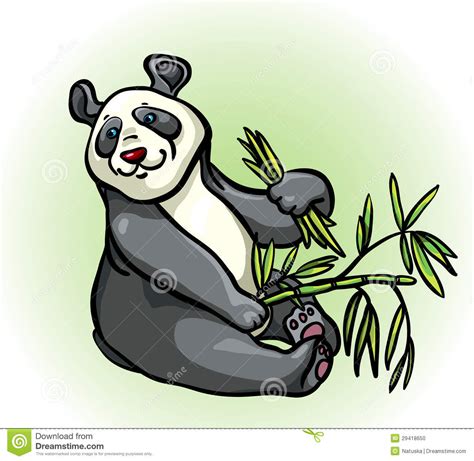 Cartoon Panda And Bamboo Leaves Stock Photo Image 29418650