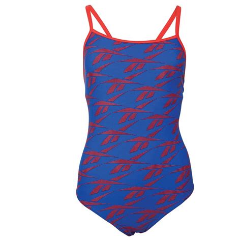 Buy Reebok Womens All Over Print One Piece Swimsuit Humble Bluered Print