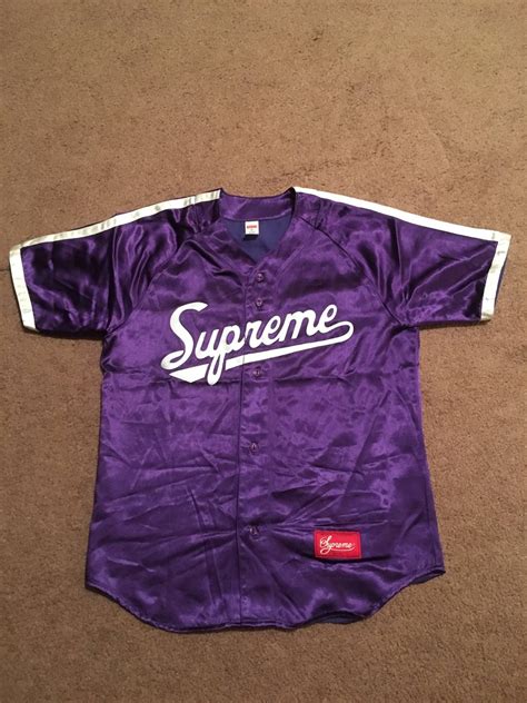 Supreme Supreme Satin Baseball Jersey Purple Medium Grailed