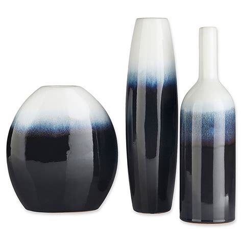 Surya Harris Decorative Vase Set In Navywhite Vases Decor Vase