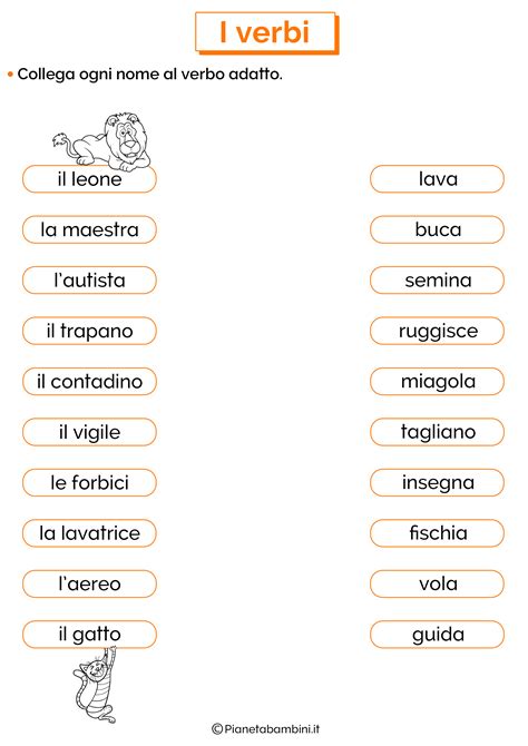 Azioni O Verbi Esercizi Per La Scuola Primaria Parole Italiane