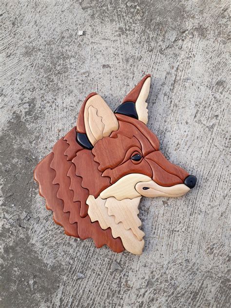 Intarsia Red Fox Intarsia Intarsia Wooden Art Wild Life Etsy In 2020