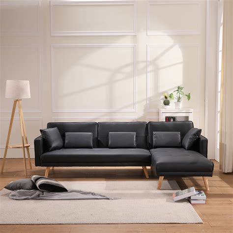 Modern Fold Out Sofa Bed With Chaise Lounge 70 X57 X 307