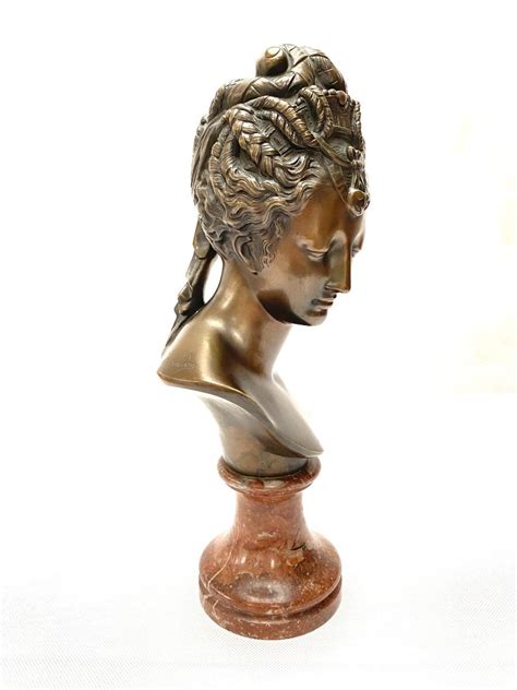 Proantic Buste En Bronze Diane De Poitiers Signé Houdon 1741 1828