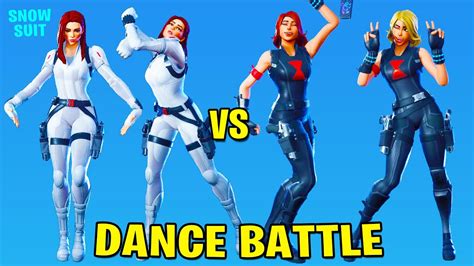 Fortnite Black Widow Snow Suit Vs Default Black Widow In Dance Battle