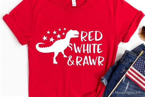 4th of July Dinosaur Svg, Red White and Rawr Svg, Boy Shirt (574374