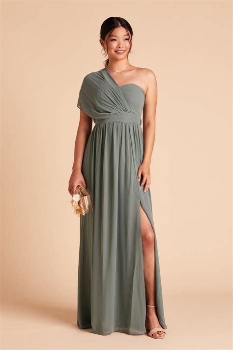 Grace Convertible Chiffon Bridesmaid Dress In Sea Glass Birdy Grey