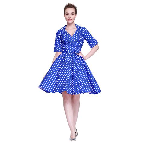 heroecol womens vintage 1950s dresses cross v neck short sleeve 50s 60s style retro swing cotton