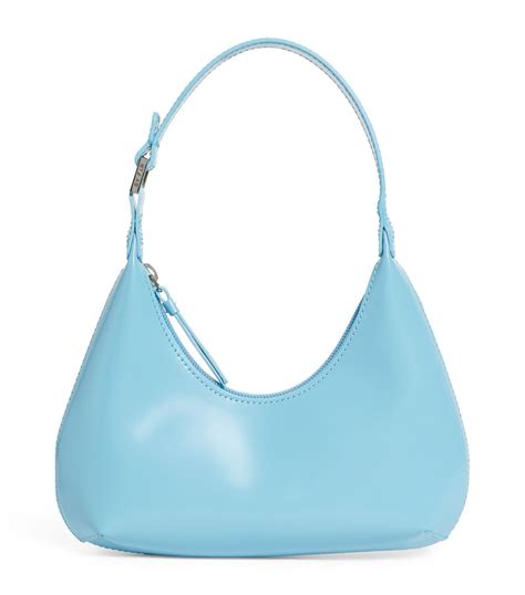 BY FAR Blue Baby Patent Leather Amber Shoulder Bag Harrods UK