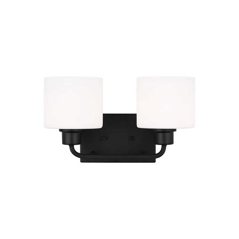 generation lighting canfield 14 25 in 2 light midnight black bathroom vanity light with etched