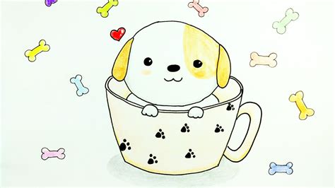 How To Draw Puppy Cute Puppy In A Cup Easy Drawing Tutorial For