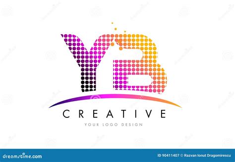 Yb Y B Letter Logo Design With Magenta Dots And Swoosh Stock Vector