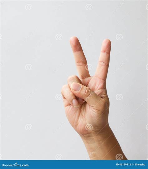Victory Hand Sign Stock Photo Image Of Closeup Present 46120216