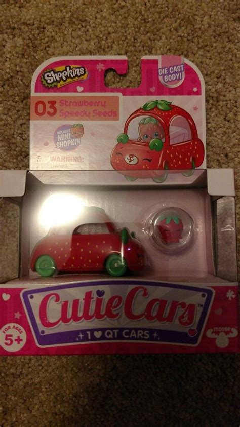 Shopkins Cutie Cars 03 Strawberry Speedy Seeds Die Cast Body With Mini
