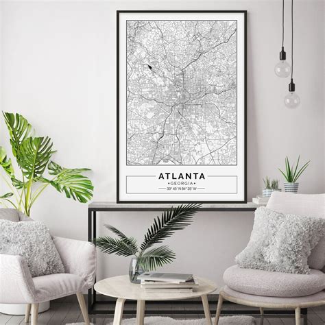 Atlanta Map Print Atlanta Map Poster Atlanta Wall Art Etsy