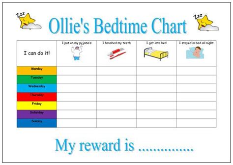 Personalised Bedtime Routine A4 Reward Chart Rewarding Designs