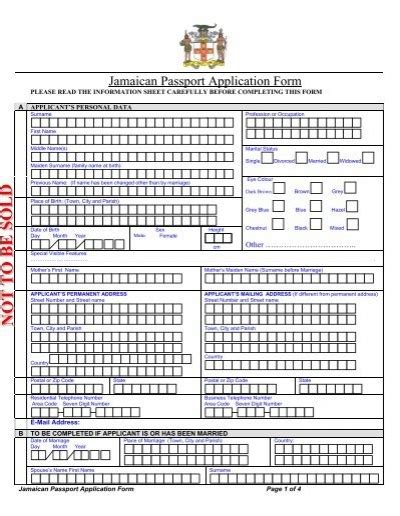 jamaica passport application form