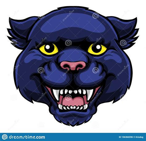 Panther Mascot Cute Happy Cartoon Character Stock Vector Illustration
