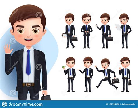 Business Man Vector Character Set Business Professional Male