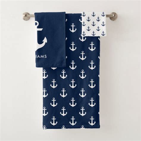 Blue Anchors Nautical Bath Towel Set In 2021 Nautical