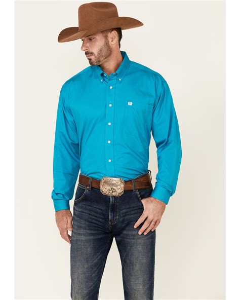 Cinch Mens Solid Turquoise Button Down Western Shirt Sheplers