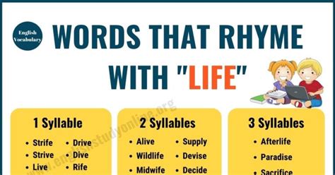 200 Best Words That Rhyme With Life With Meanings English Study Online