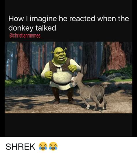 How L Imagine He Reacted When The Donkey Talked Achristianmemes Shrek Donkey Meme On Meme