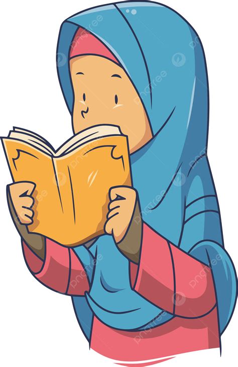امرأة مسلمة جميلة في الحجاب قراءة كتاب مسلم كرتون اقرأ Png والمتجهات