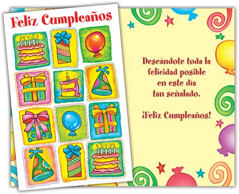 01010 Six Spanish Birthday General Greeting Cards With Six Envelopes