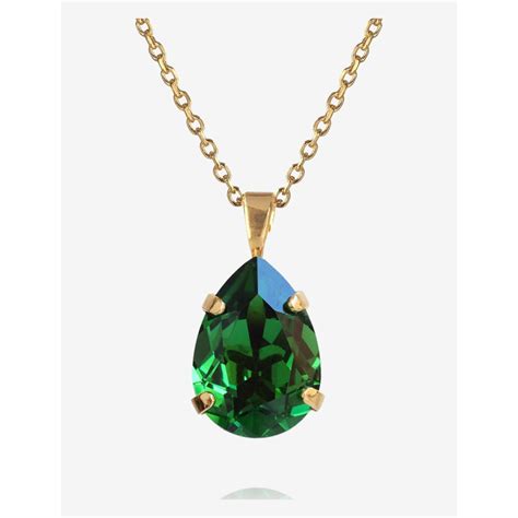 Mini Drop Necklace Gold Emerald Caroline Svedbom Seven Tønsberg