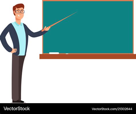 Cartoon Young Professor Teacher Man At Blackboard Vector Image