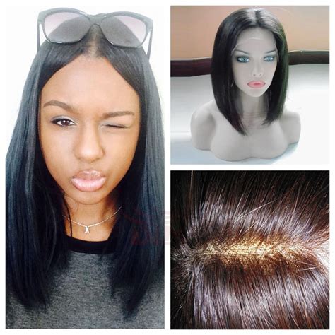 unprocessed short peruvian human hair cut bob lace front wigs and full lace wigs with middle part