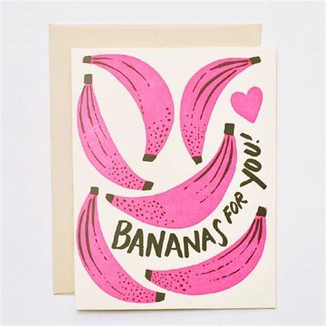 A Card With Pink Bananas And The Words I Love You Banana For Valentines Day