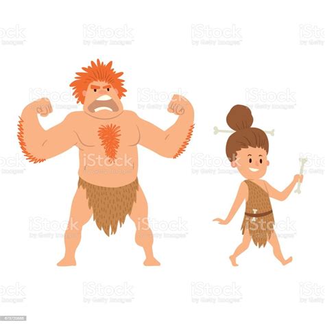 Caveman Primitive Stone Age Cartoon Neanderthal People Character
