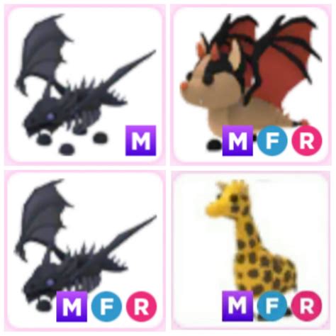 Shadow Dragon M No Potion Bat Dragon Mfr Giraffe Mfr Adopt Me