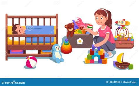 Child Tidying Up His Toys Himself Isolated Vector Cartoon Illustration