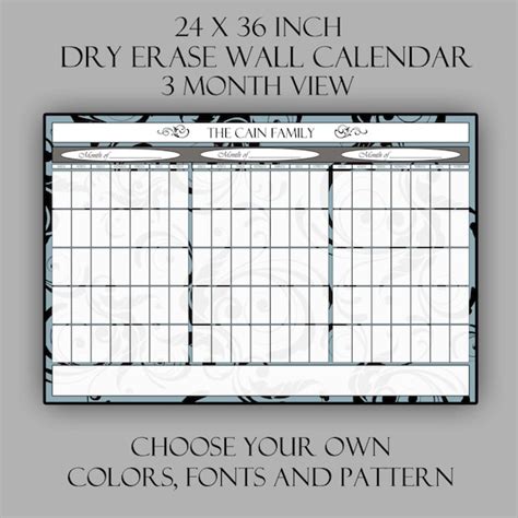 Items Similar To New 3 Month View Dry Erase Wall Calendar 24 X 36